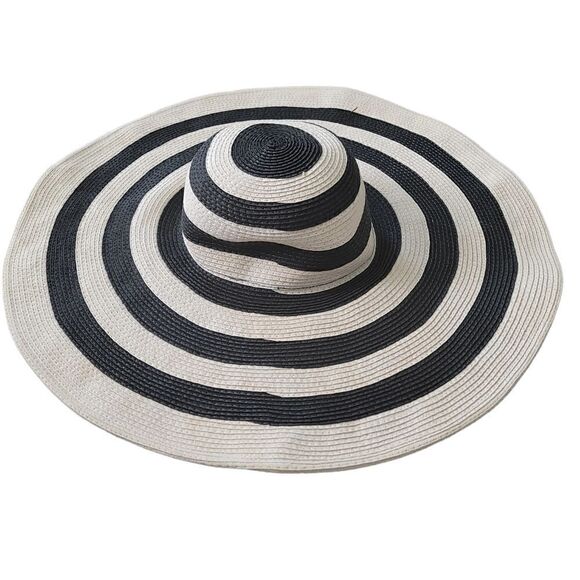 Sunny Cream and Black Stripe Floppy Hat Sz Onesize - Picture 4 of 8